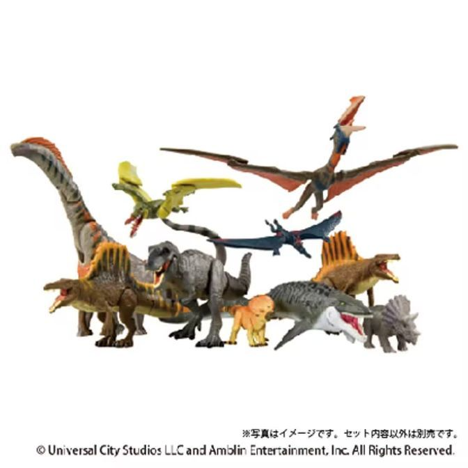  Dinosaur toy set featuring various species like Spinosaurus, Pterodactyl, and Triceratops.