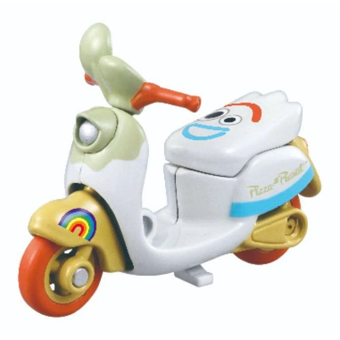 Toy Story Forky scooter toy with rainbow decal and Forky face on seat.