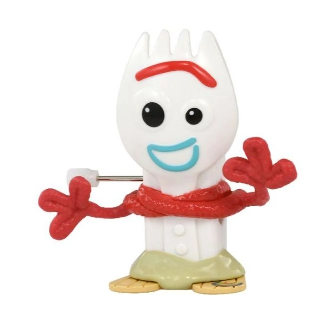  Forky wind-up toy with red pipe cleaner arms and unibrow, googly eyes, and blue mouth.