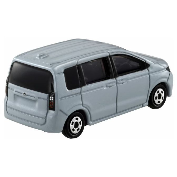  Silver toy minivan with black windows and wheels.