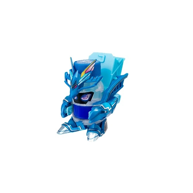 Aqua Sports Bottleman toy: a blue, dragon-themed water bottle robot with a clear bottle body.