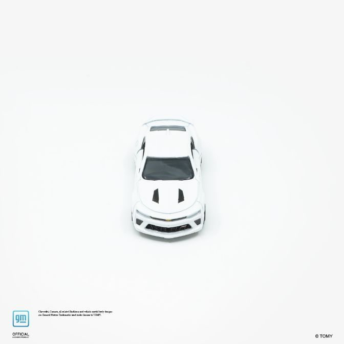 White toy Chevrolet Camaro with blacked-out windows and details.