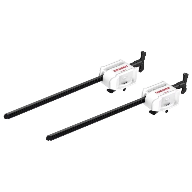  Two Beyblade launchers with black ripcords and white grips featuring Transformers branding.