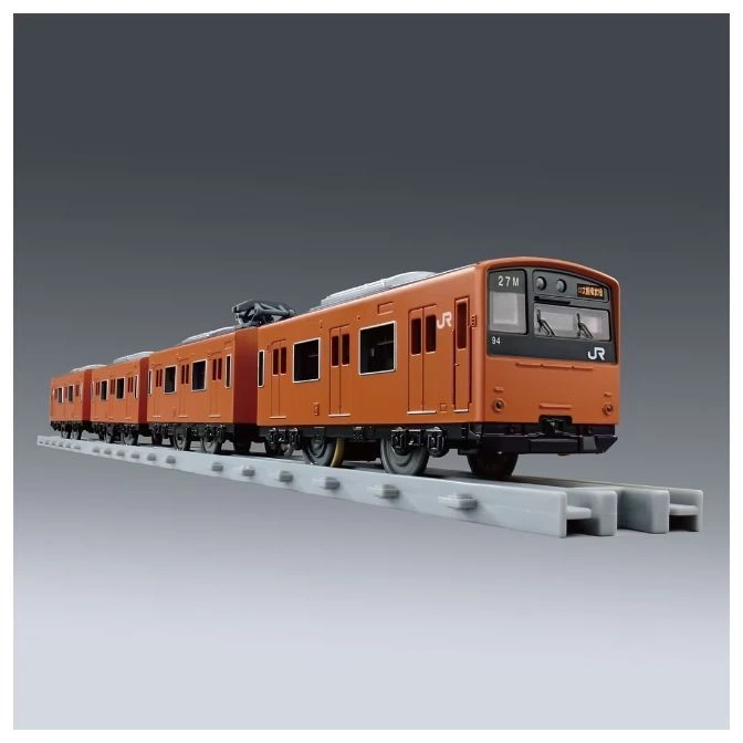  Orange toy train on gray tracks, featuring JR logos and number 94.