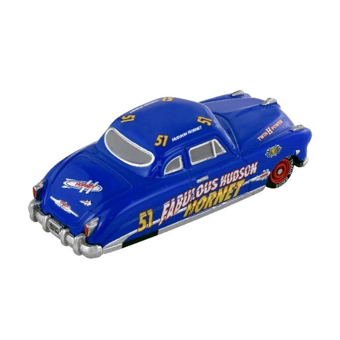  Blue toy car with "51 Fabulous Hudson Hornet" text and racing details.