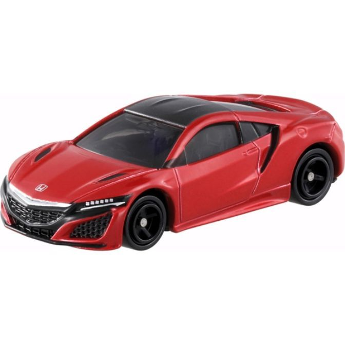 Red Honda NSX toy car with black roof and wheels.