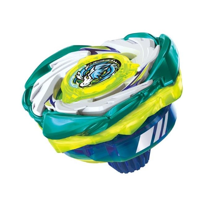 Green, yellow, and white Beyblade with a dragon emblem.