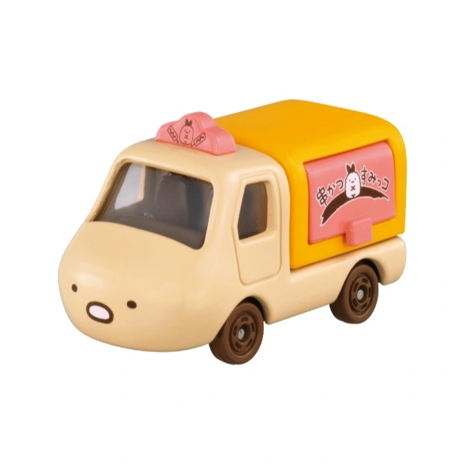 Sumikko Gurashi toy truck with food theme, featuring cute character designs and brown wheels.