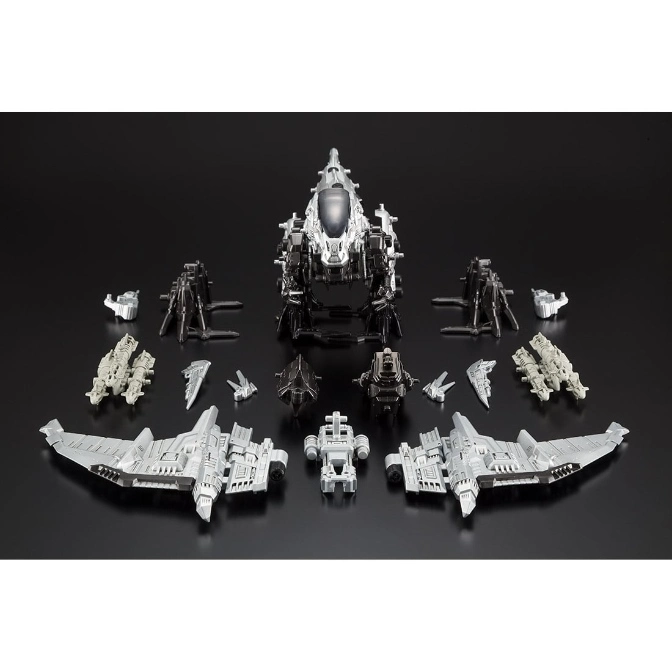  Zoids Liger Zero Empire Ver. model kit unassembled, featuring a robotic lion and aircraft components.