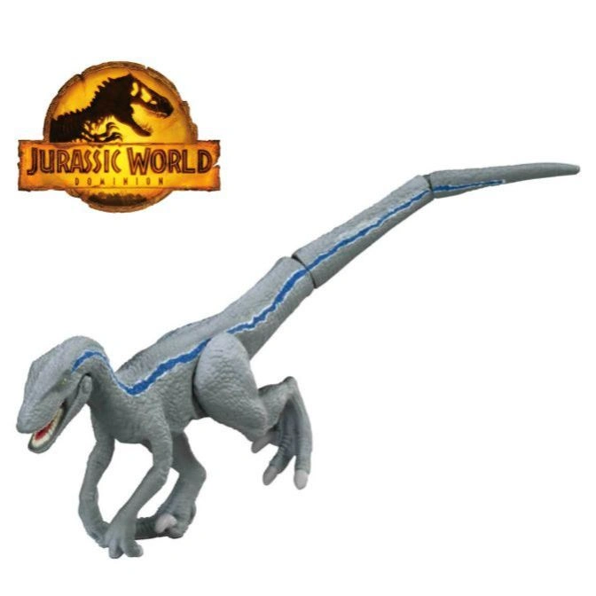  Blue, the Velociraptor toy from Jurassic World Dominion, with blue stripe.