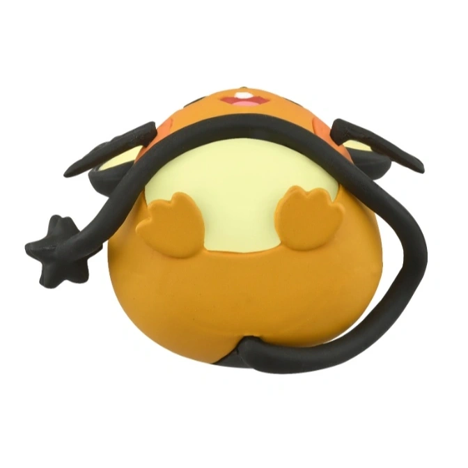  Orange and yellow Raichu toy figure with black tail and head details.