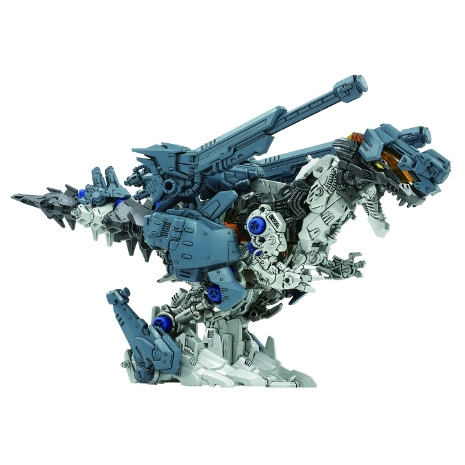  Grey Zoids Geno Breaker toy with large cannons, posed standing on its hind legs.