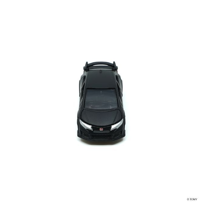  Black Honda Civic Type R toy car with spoiler, viewed from above.