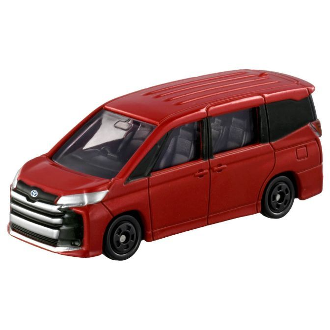 Red Toyota Noah minivan toy car with silver grill and black wheels.
