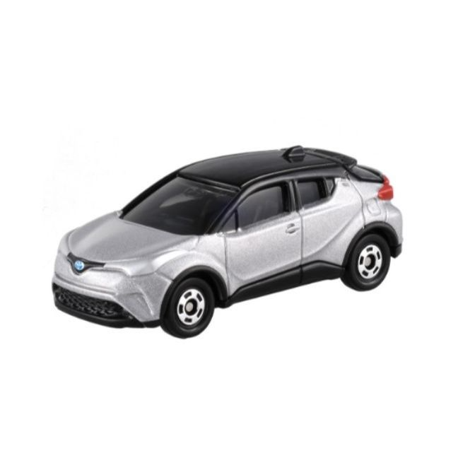 Silver and black toy Toyota C-HR car with detailed wheels.