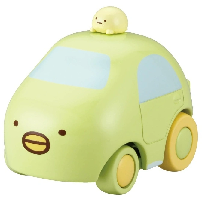 Green Sumikko Gurashi toy car with a Tokage character on top.