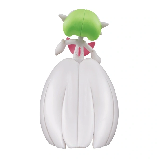  Gardevoir toy figure with a green head and white dress.