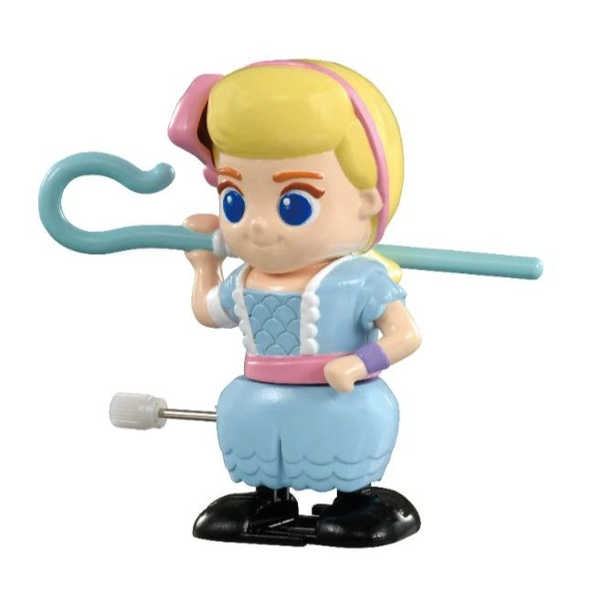 Bo Peep wind-up toy with blue dress, pink accents, and shepherd's crook.