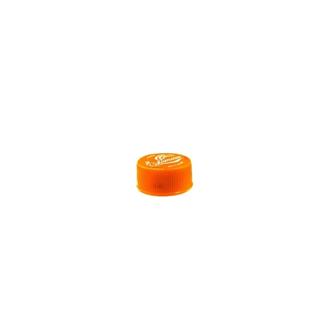  Orange Colamaru bottle cap with ridged sides and white logo.