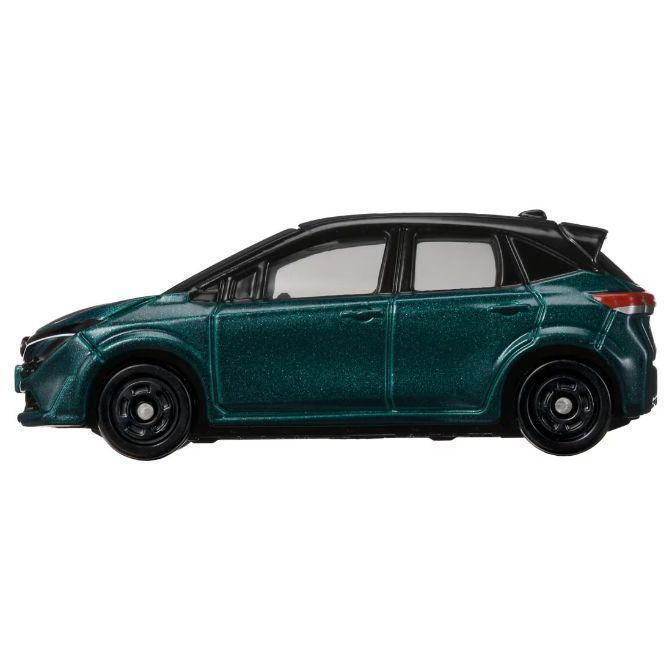  Green toy car with black roof and wheels.