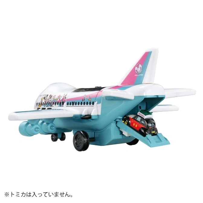  Toy airplane with Disney characters and a car exiting from the back.