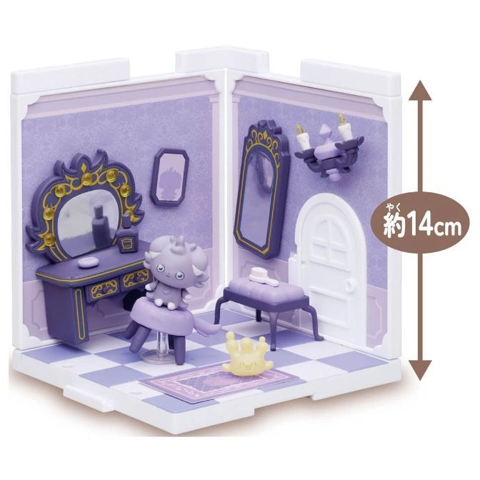  Espurr playset with vanity, mirror, stool, rug, and accessories in a purple and white room.