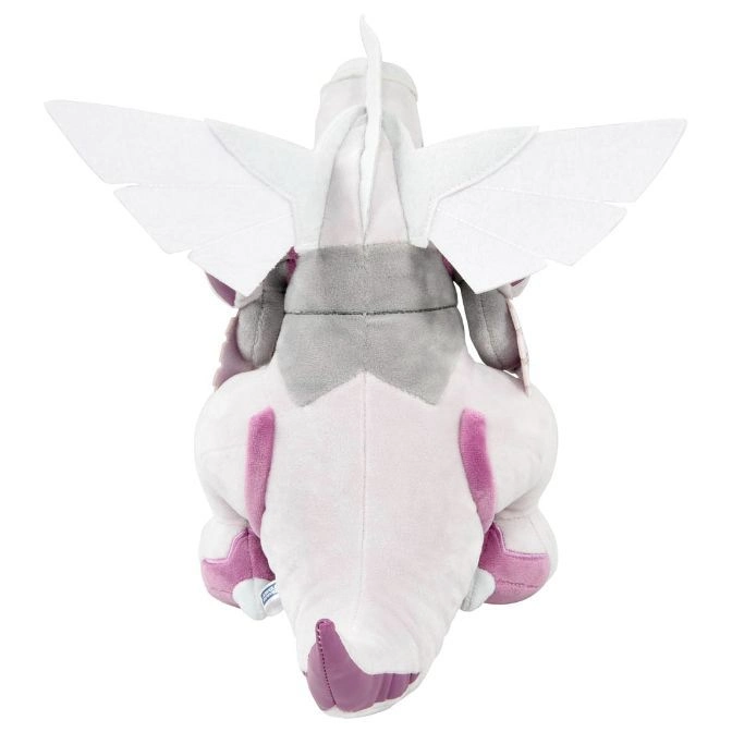  Palkia plush toy from behind, showing wings and tail.