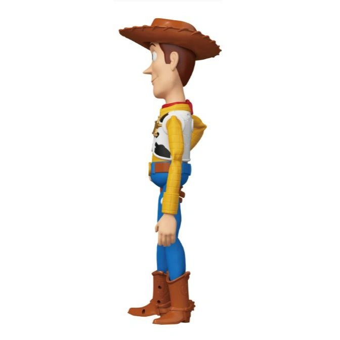  Toy Story's Woody figure in profile, wearing his cowboy hat, vest, and boots.