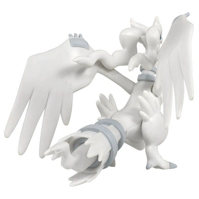  White Reshiram Pokémon toy figure with wings and grey accents.