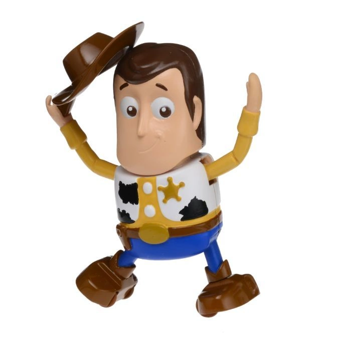  Toy Story Woody figure tipping his hat, wearing a vest and boots, with arms raised.