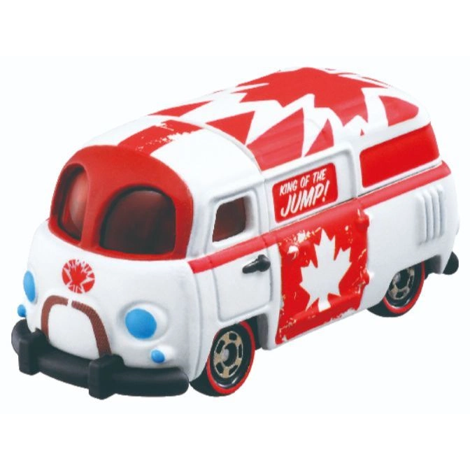 White toy van with red Canadian flag design and "King of the Jump!" text.