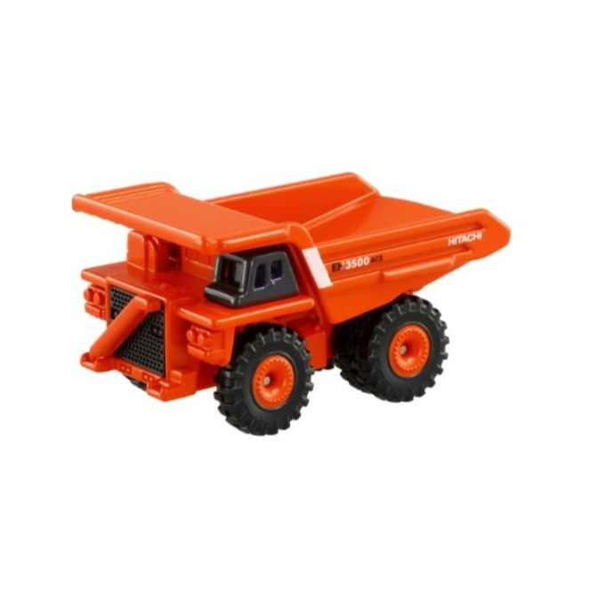 Orange Hitachi EH3500AC-3 dump truck toy with black tires.