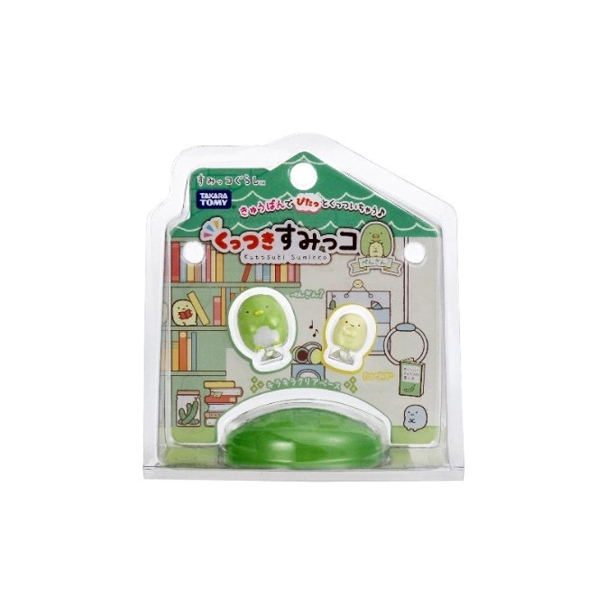 Sumikko Gurashi suction cup toy set with penguin and clear green base in packaging.