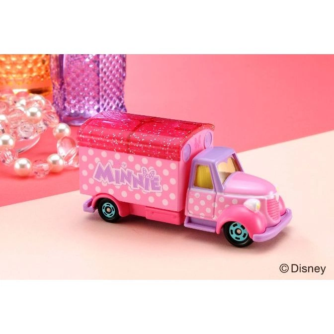  Pink Minnie Mouse toy truck with polka dots and purple accents. A Disney product.