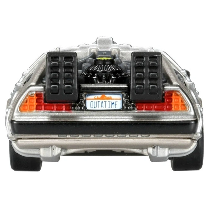  Back to the Future DeLorean toy car with "OUTATIME" license plate.