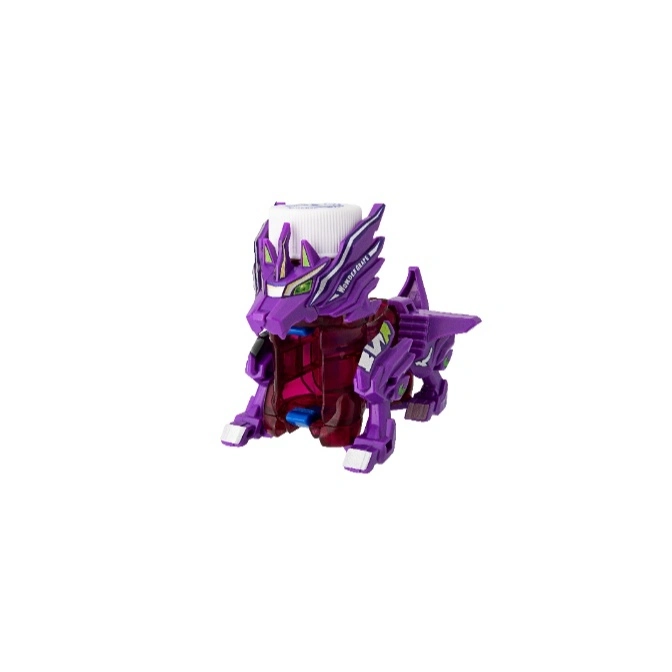  Purple Wonder Grape bottleman toy with a dragon-like head and translucent red body.