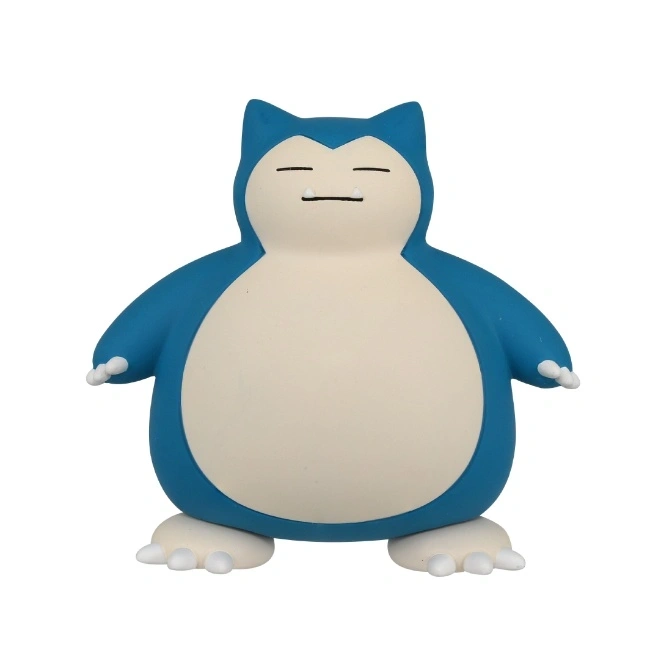 Snorlax toy figure with blue and cream coloring, standing.