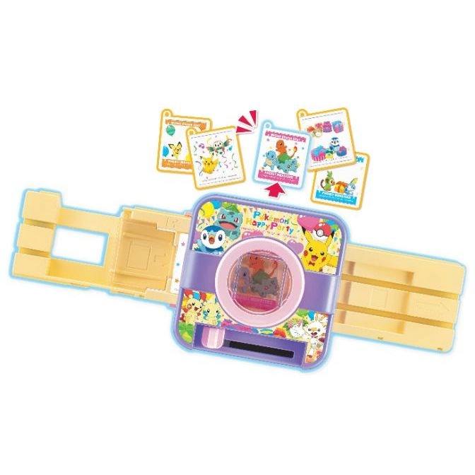 Pokémon Happy Party toy camera with slide-in cards and yellow extendable sides.